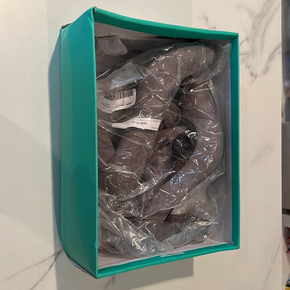 GREY FAUX SUEDE ANKLE TIE HEELS - Picture 5 of 6